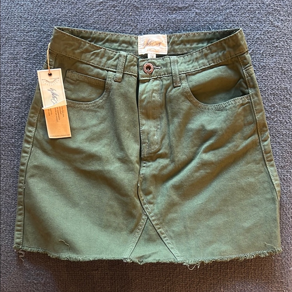 White Crow Olive Green Mini Skirt